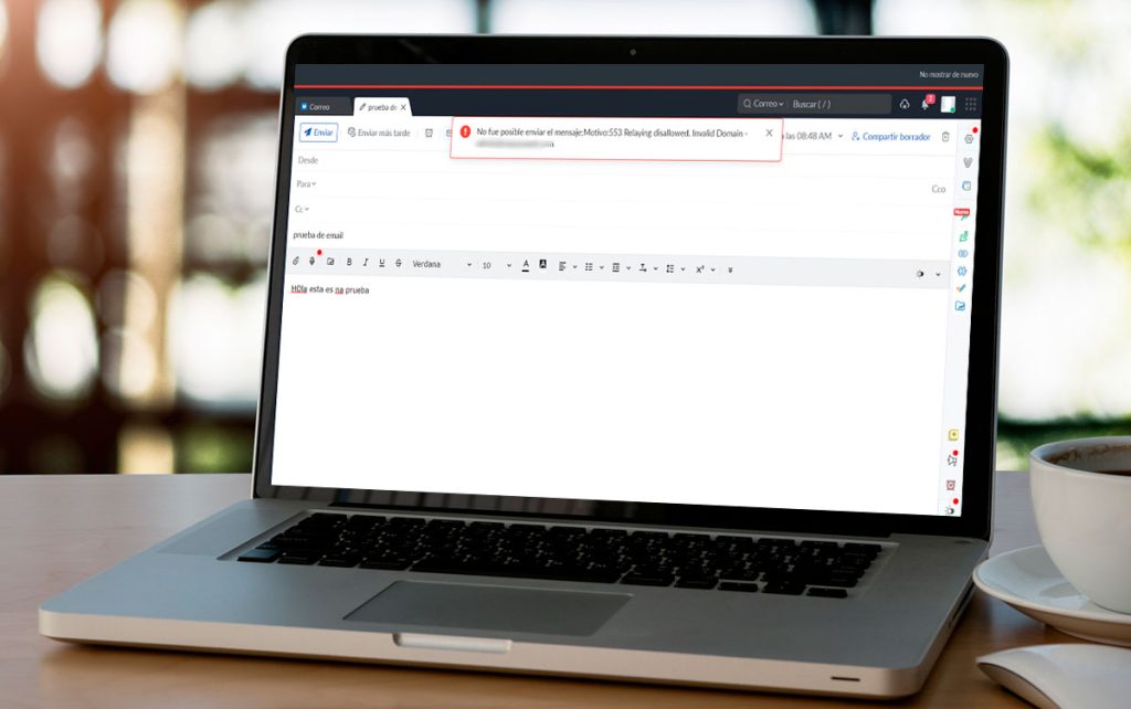 Correos corporativos Zoho y el error 553 Relaying disallowed