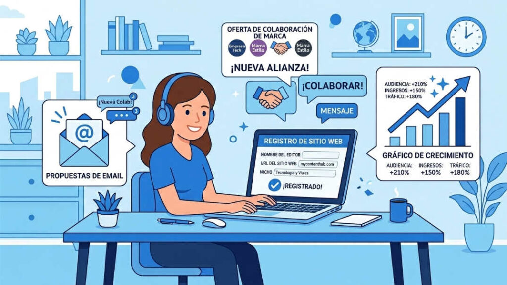 Editor de blog registrándose en plataforma de branded content