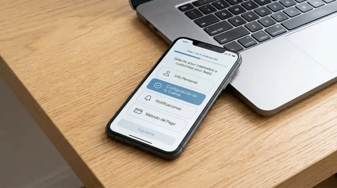 Formulario para landing page abierto en un celular, con opciones tocables
