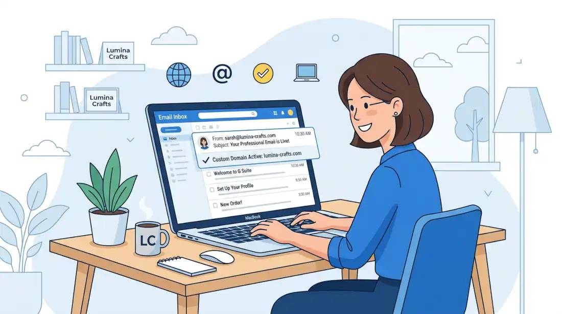 Persona configurando correo corporativo gratis con dominio propio