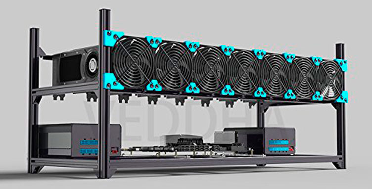 Veddha Minercase X8 8-GPU Aluminum Stackable Mining Rig Open Air Frame Case ETH/ETC/ ZCash