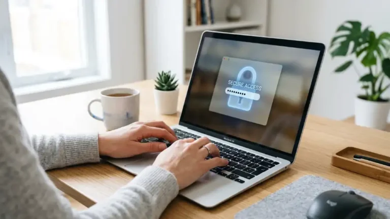 persona creando una contraseña segura en su laptop