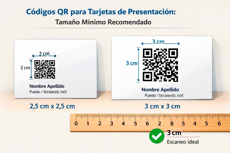 Código QR y tamaño ideal en tarjetas de presentación